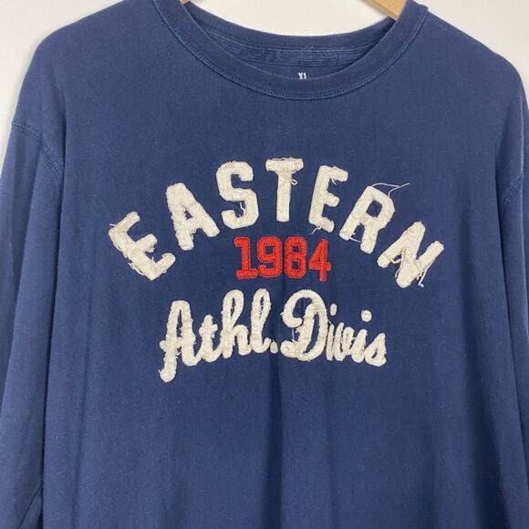 Y2K Old Navy Mens Long Sleeve T Shirt Size XL Navy Blue Crew Neck Preppy - Picture 2 of 9